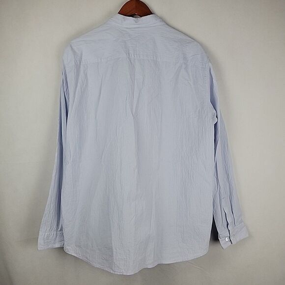 Theory Irving Shirt Mens XXL Pale Blue Seersucker Long Sleeve Stretch Cotton - Picture 8 of 11